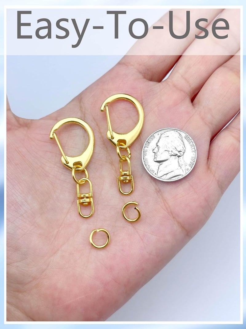 Evnlo 50Pcs Lobster Claw Clasps for Keychain Clip, Swivel Snap Hooks Silver and Gold Key Chain Rings DIY Making Kit for Crafts - Image 2